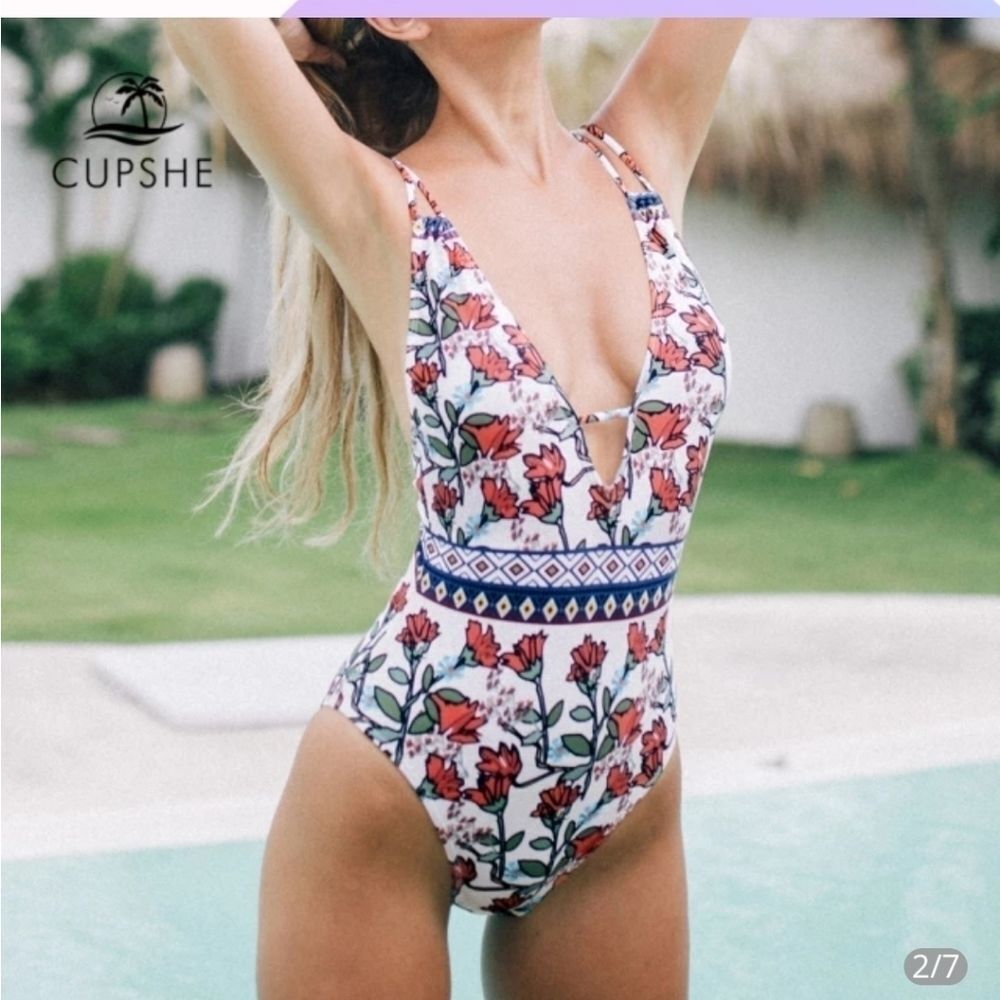 CUPSHE Spring Blossoms Print One-piece Swimsuit Ba